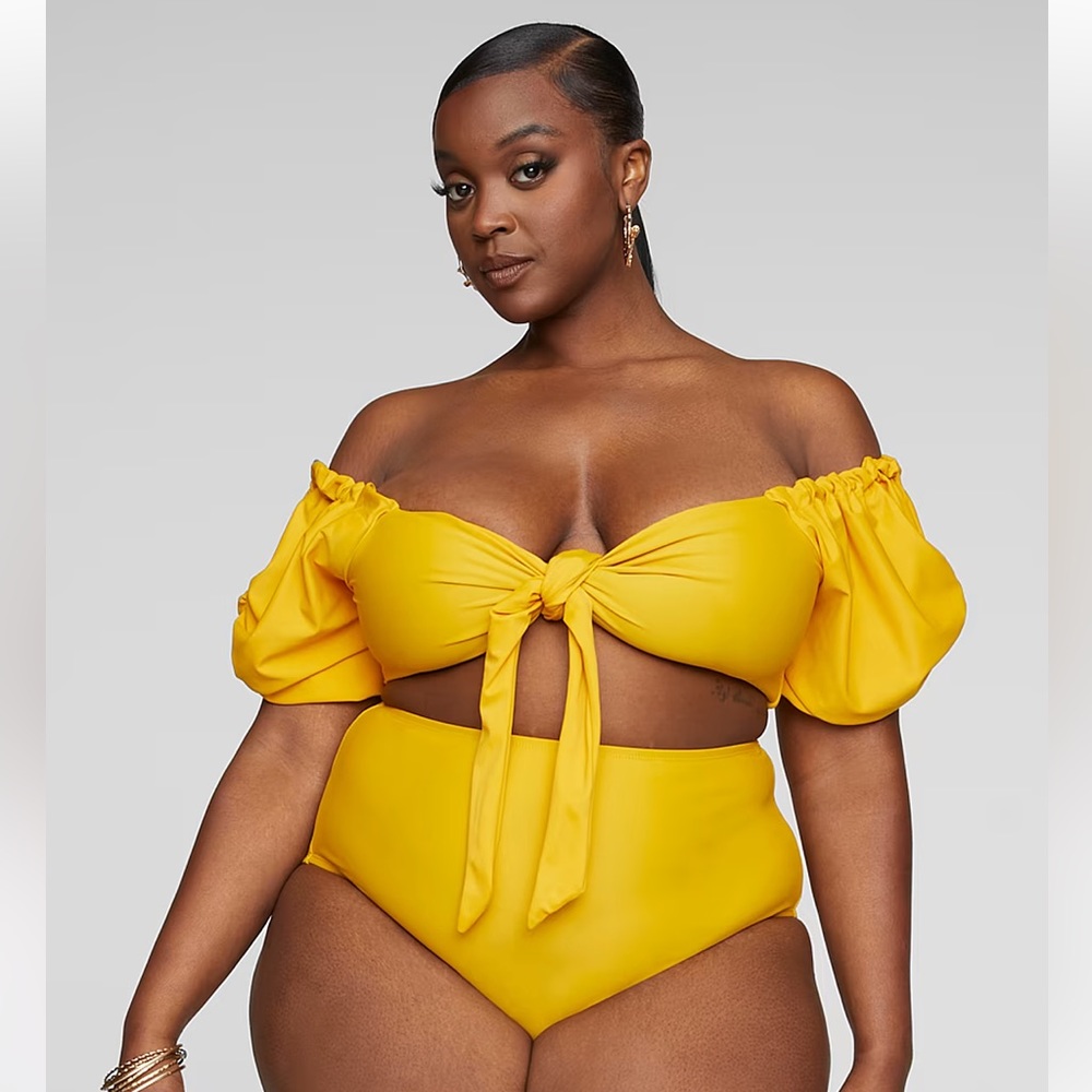 NWT Fashion to Figure | Roxy Puff Sleeve Bikini Top